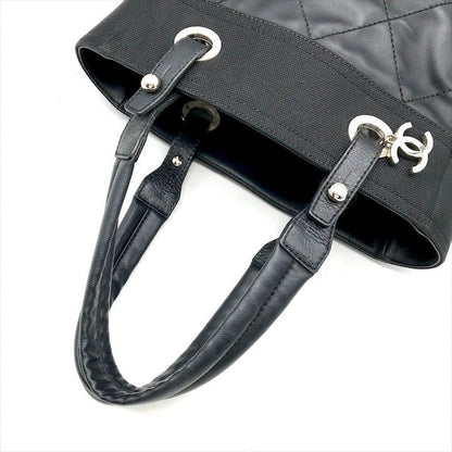 Chanel CC Logo Paris Biarritz PM Hand Bag Black Jacket