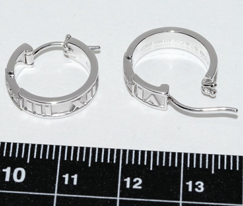 Tiffany & Co Earrings 18K White Gold Diamond 6P Atlas Hoop Earrings