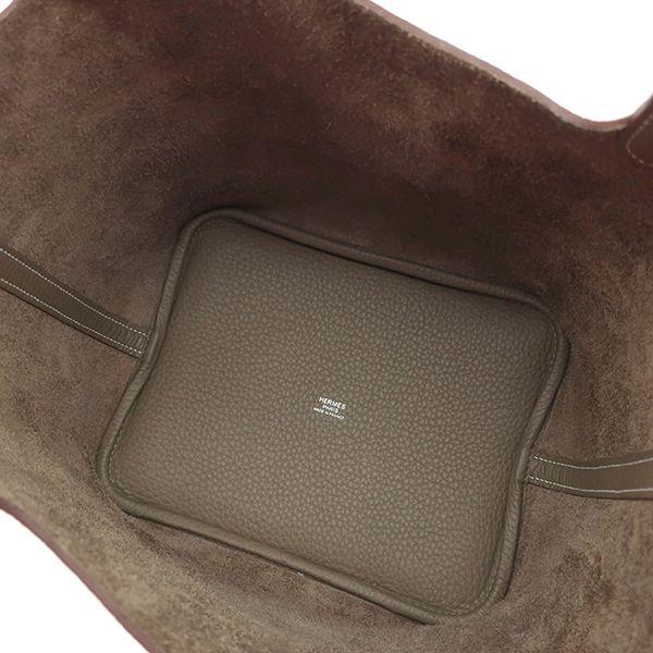 Hermes Handbag Picotin Lock MM Taurillon Clemence Etoupe Silver Hardware Never