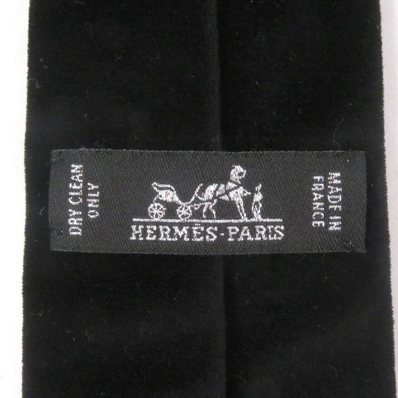 Hermes H Logo Velour Switch Narrow Tie Gray Black Made In France Men's Business