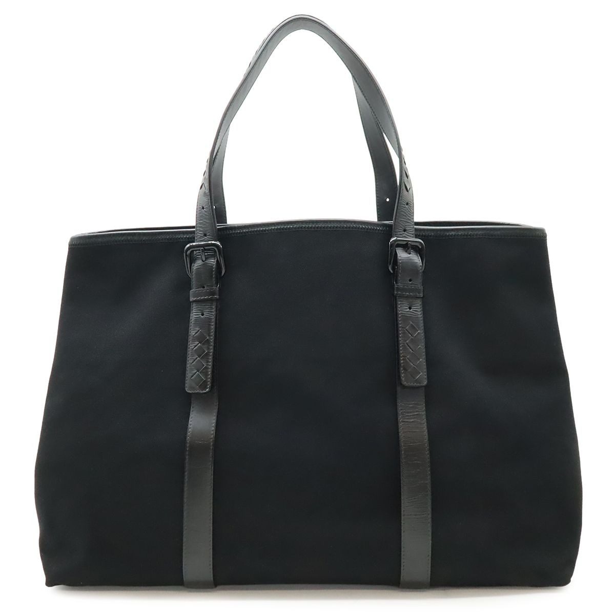Bottega Veneta Vernis Che Tote Large Canvas Leather Black