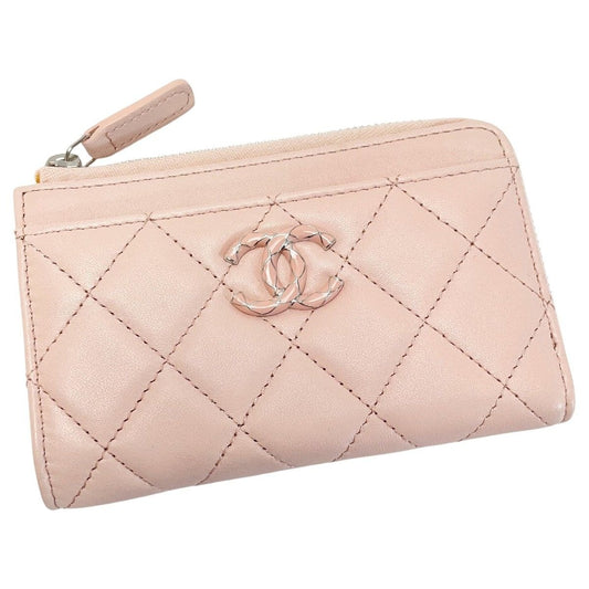 Chanel Quilted Card Case Ap3630 Light Pink Coco Mark Lambskin Coin