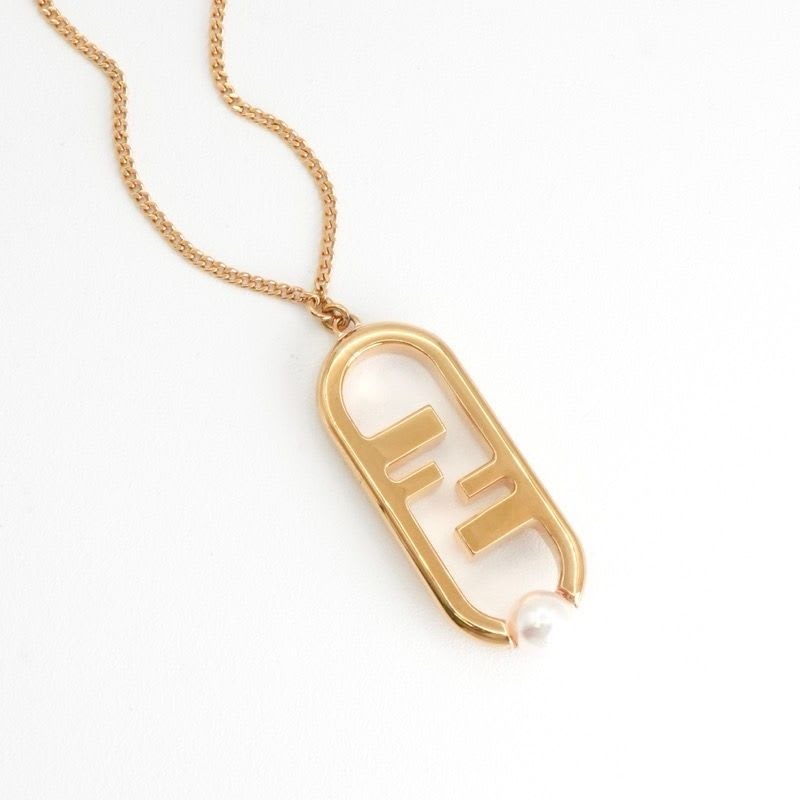 Fendi Orlock Necklace Gold Pearl