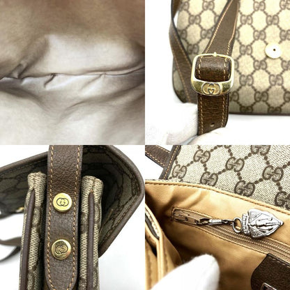 Gucci Old Gucci 001 113 Shoulder Bag Brown GG Supreme Canvas/leather Ladies Men