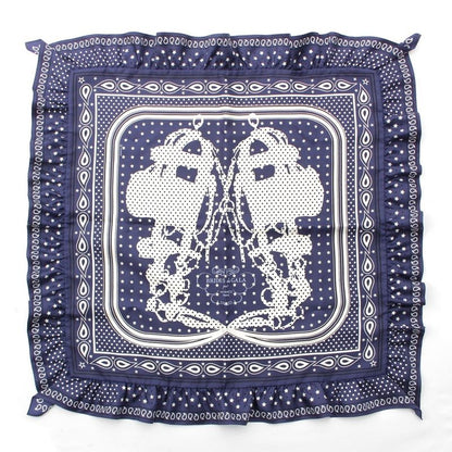 Hermes Carre 65 Brides De GALA Ceremonial Horse Maitre D'oeil Ruffled Scarf Navy