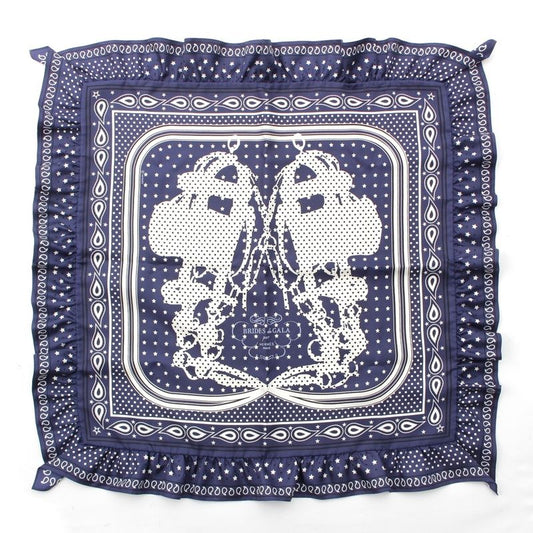 Hermes Carre 65 Brides De GALA Ceremonial Horse Maitre D'oeil Ruffled Scarf Navy