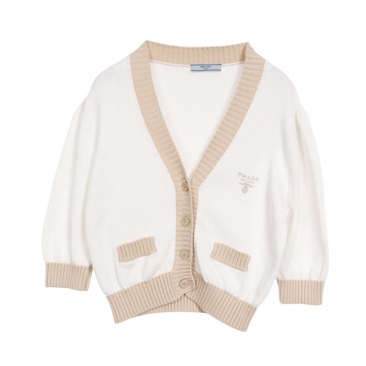 Prada Cardigan Cropped Cotton White Beige