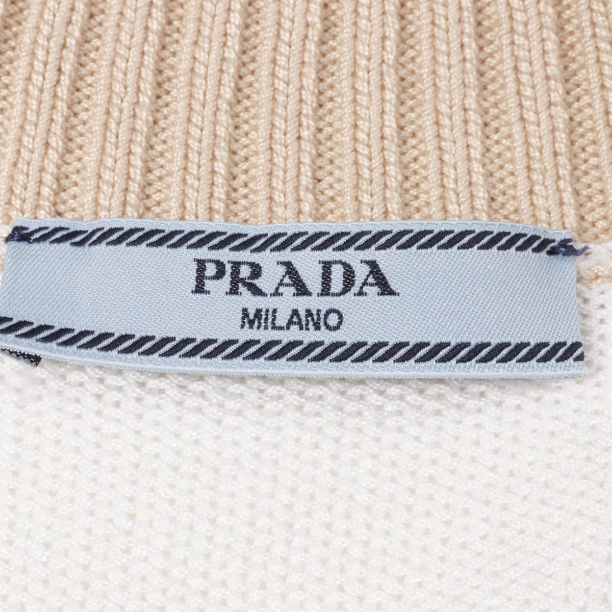 Prada Cardigan Cropped Cotton White Beige — view 3