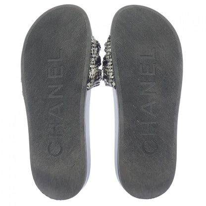 Chanel Mule Sandals Tweed Black White Check — view 4