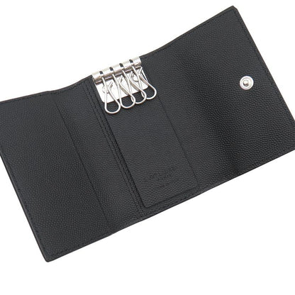 Saint Laurent Key Case Logo Leather Black Silver Hardware Black Key Case