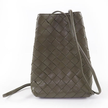 Bottega Veneta Intrecciato Leather Shoulder Bag in Khaki with Dust