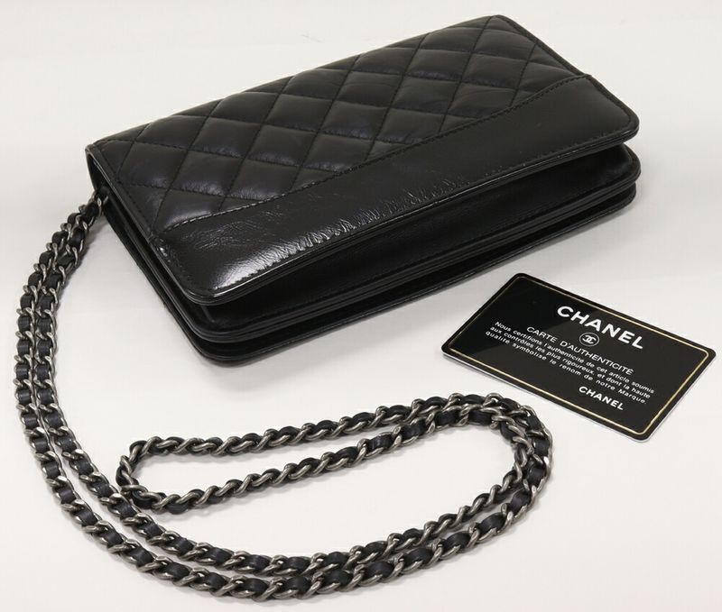 Chanel Chain Shoulder Bag Shoulder Wallet Gabrielle Chain Wallet Calf Black