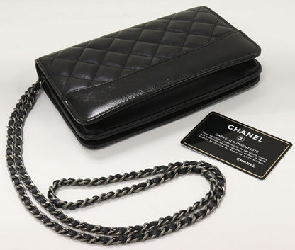Chanel Chain Shoulder Bag Shoulder Wallet Gabrielle Chain Wallet Calf Black