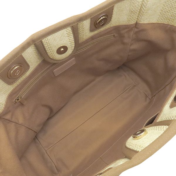 Chanel Deauville Tote MM Fabric Leather Besh Gold Hardware Shoulder Bag Chain