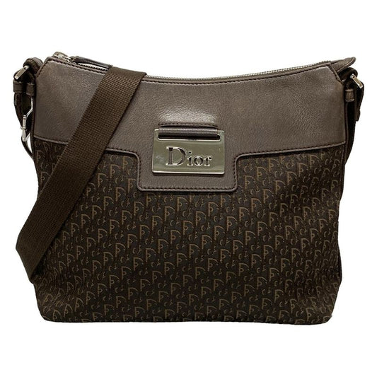 Dior/christian Dior Shoulder Bag Street Chictrotter Dark Brown Leather