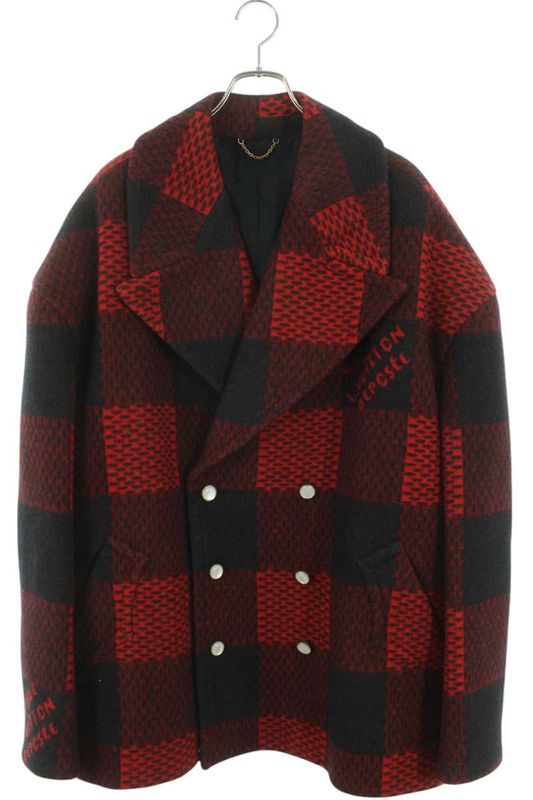 Louis Vuitton 24AW Rm242m MGA Hrc68e Damier Allover Wool P Coat Men 54