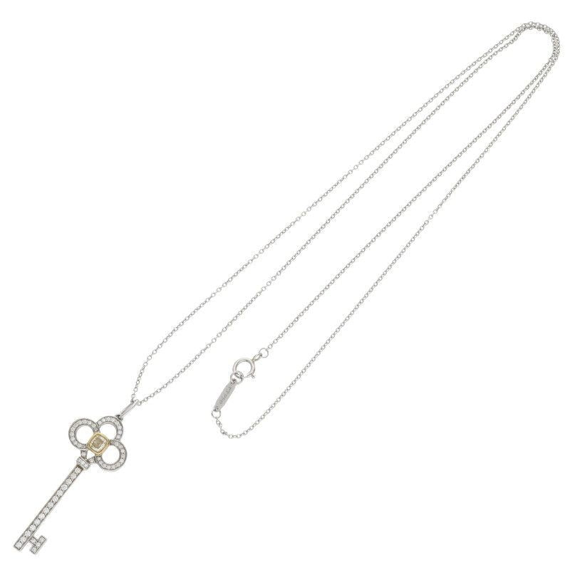 Tiffany & Co Crown Key Pt950 X 18K Diamond Necklace Ladies