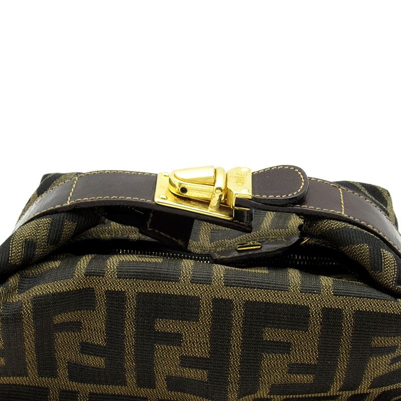 Fendi Vanity Mini Handbag 26360 Canvas Leather Ladies Handbag Brown Excellent