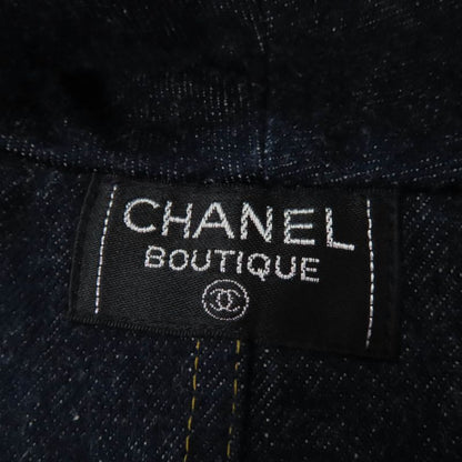 CHANEL Vintage 100% Cotton Denim Jacket Indigo Women's Approx Size M Equivalent