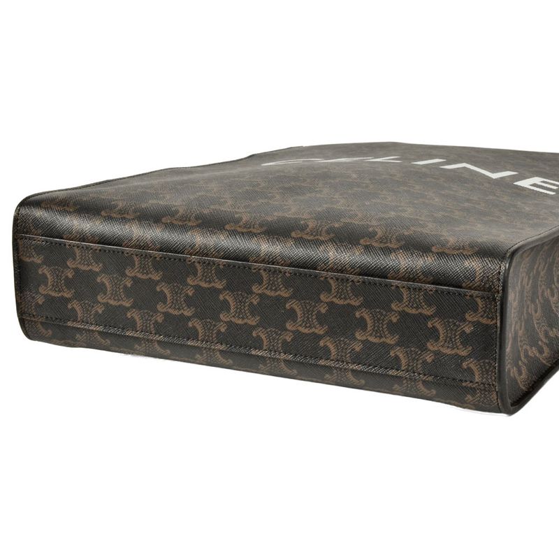 Celine Bertiocar Cabas Tote Bag 2WAY PVC Coated Canvas Leather Shoulder Logo