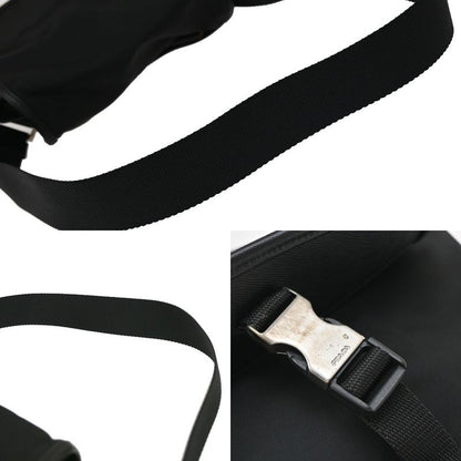 Prada Shoulder Bag Tessuto Nylon Leather Black Silver 87ka852