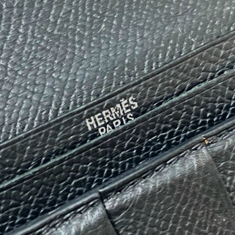 Hermes Long Wallet Bearn Souffle Black New Shape Hardware