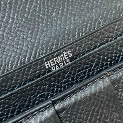 Hermes Long Wallet Bearn Souffle Black New Shape Hardware