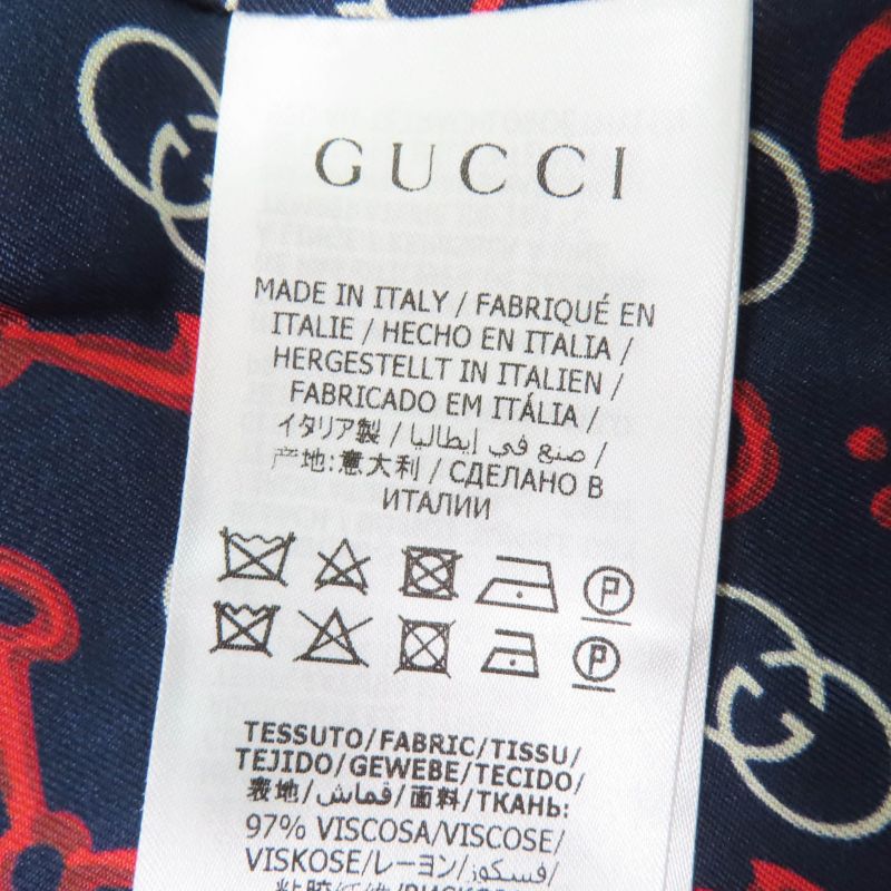 Gucci 610946 Interlocking G-pin Charm Lined Logo Pattern Tailored Jacket Navy