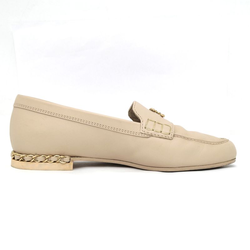 Chanel Loafers G35067 X53055 Oh875 Coco Mark Beige Gold Hardware Chain