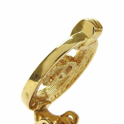 Christian DIOR Earrings Gold CD Logo Ladies GP Plated Rhinestone Accessories