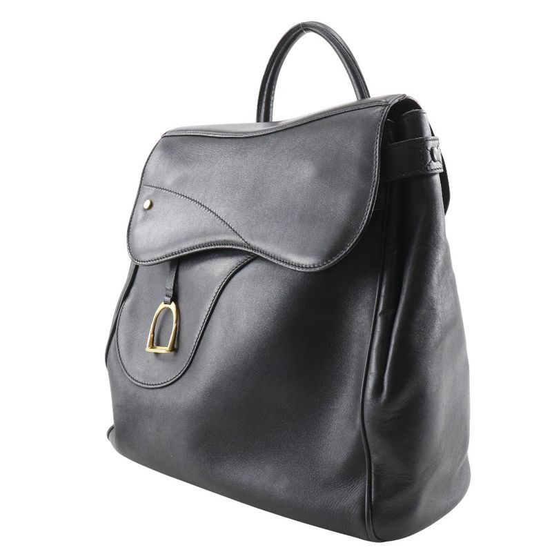 Gucci Old Gucci Vintage Calf Black Women's Backpack/daypack