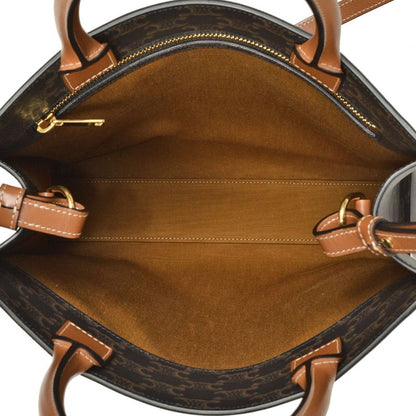 Celine Bertiocar Cabas Tote Bag 2WAY PVC Coated Canvas Leather Shoulder Logo