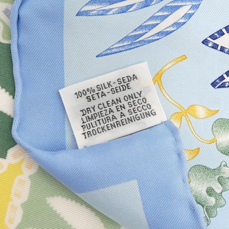 Hermes Carre 45 Scarf EN Attendant Ulysse Silk Light Blue Bandana