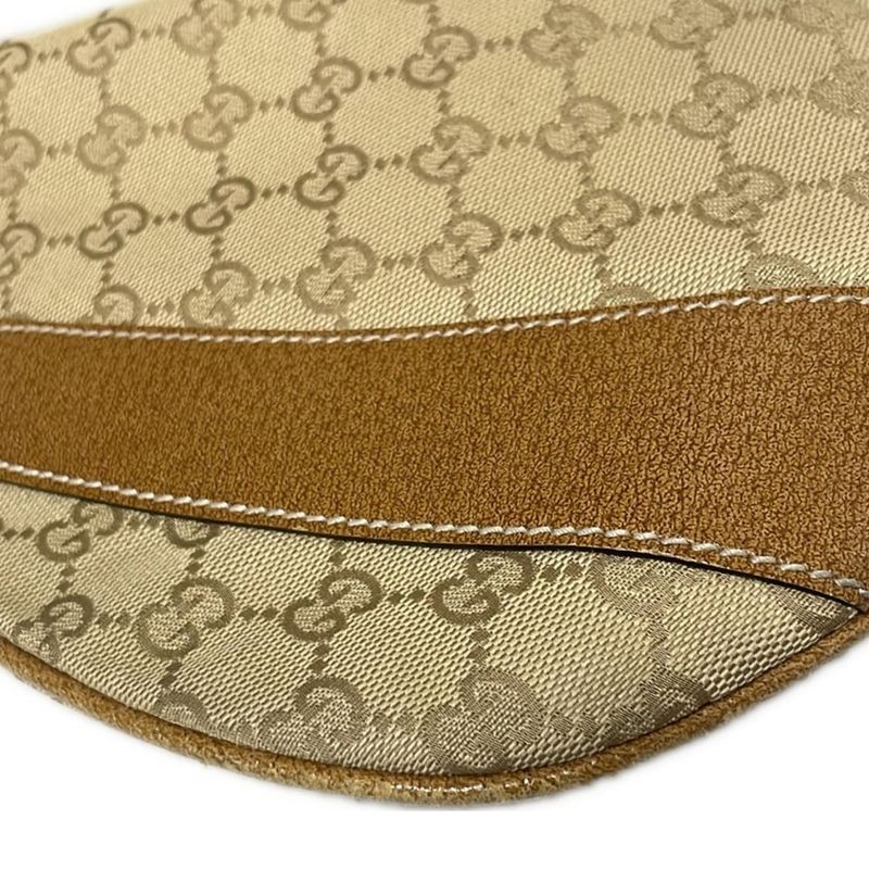 Gucci Handbag GG Pattern 124357 Beige And Light Brown Leather