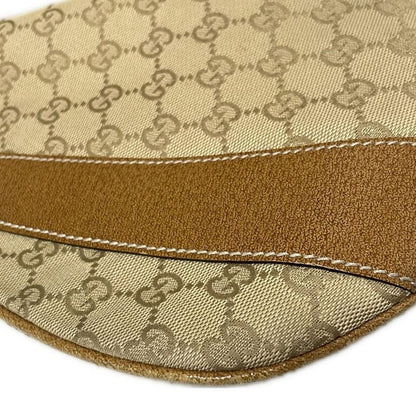 Gucci Handbag GG Pattern 124357 Beige And Light Brown Leather