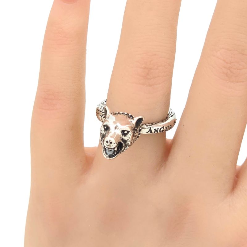 Gucci Anger Forest Wolf Head Ring 10 Approx 10 Star Ring Silver Sv925 1680fi