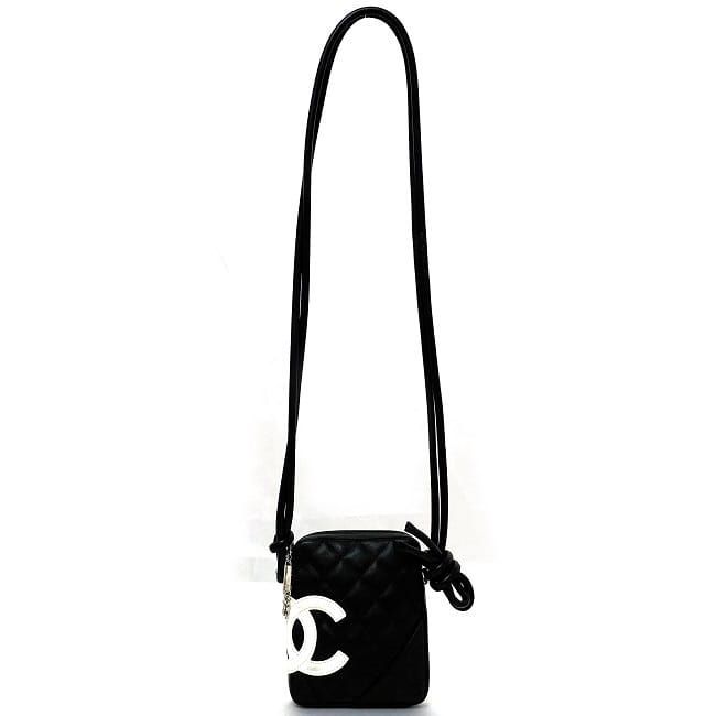 Chanel Mini Shoulder Bag Black White Cambon A25177