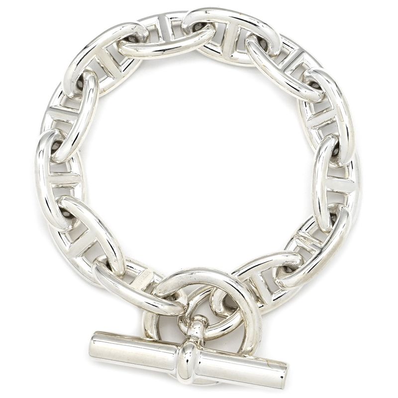 Hermes Bracelet Chaine D'ancre GM Silver 925 Silver 12 Frames Star Ring Silver