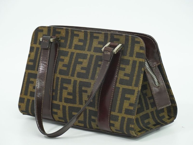 Authentic Fendi Zucca Handbag Canvas Brown Zucca Bag Pre-owned [follow-up
