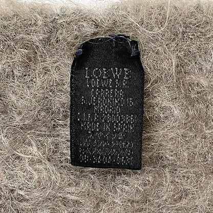 Loewe Scarf Gray Mohair Wool Leather