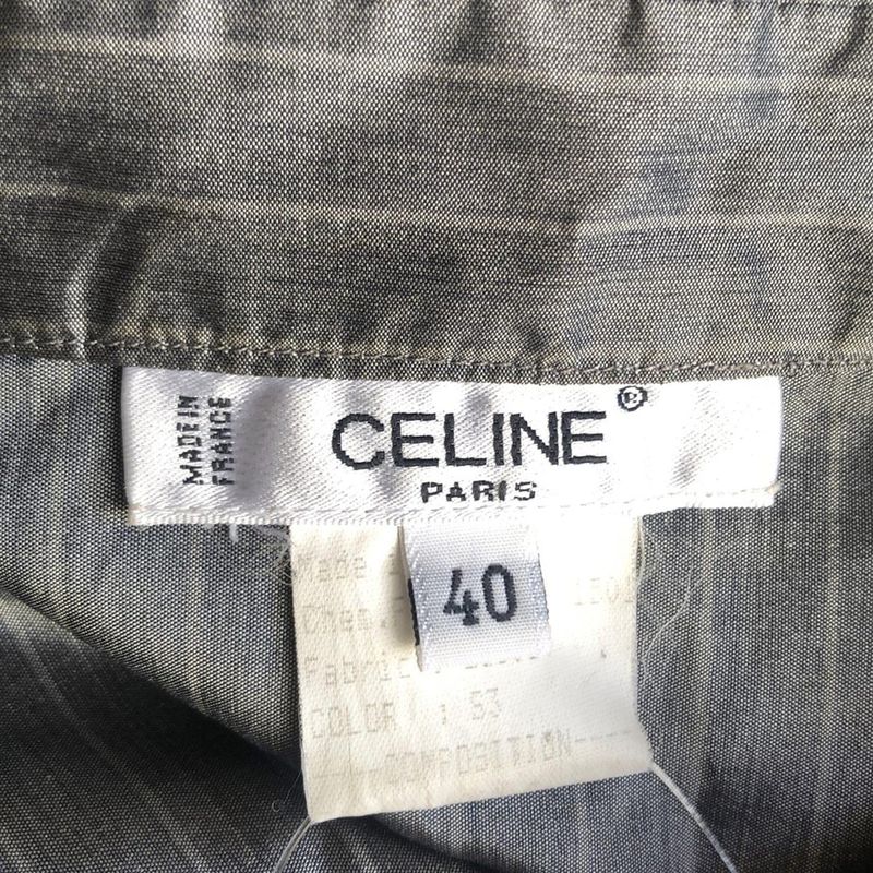 Celine Long Sleeve Shirt Blouse Size 40 M Women - Grey Silk/stripes