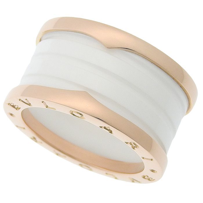 Bvlgari Bulgari B-zero1 4 Band Ring 18K Pink Gold CE 750 Pink Gold Ceramic #53