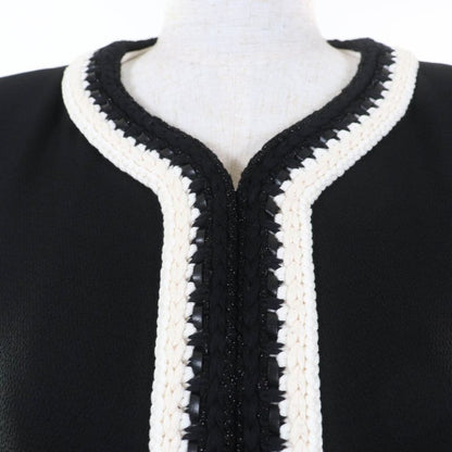 CHANEL 22C P71865v63363 100% Silk Rhinestone Coco Mark Button Collarless Jacket