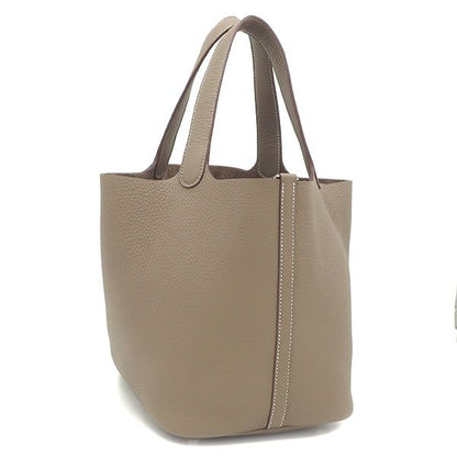 Hermes Handbag Picotin Lock MM Taurillon Clemence Etoupe Silver Hardware Never