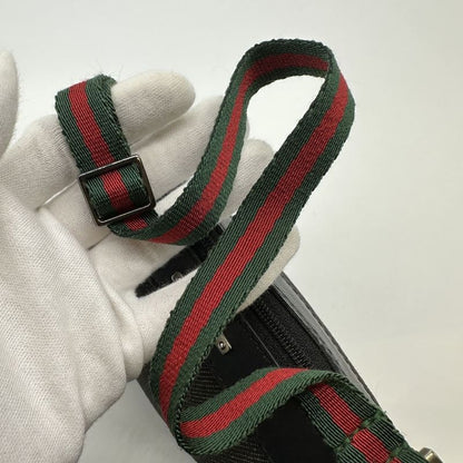 Gucci 92821 Pouch Mini Handbag Black Canvas Leather Sherry Ladies Men Fashion