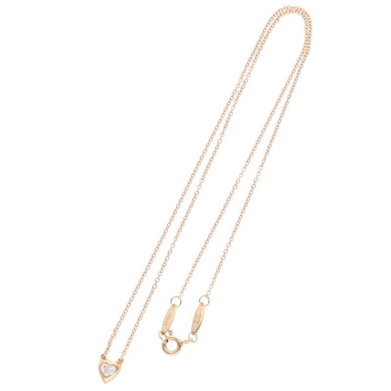 Tiffany & Co By-the-yard 18K Pink Gold Diamond Heart Necklace Men's 16inch