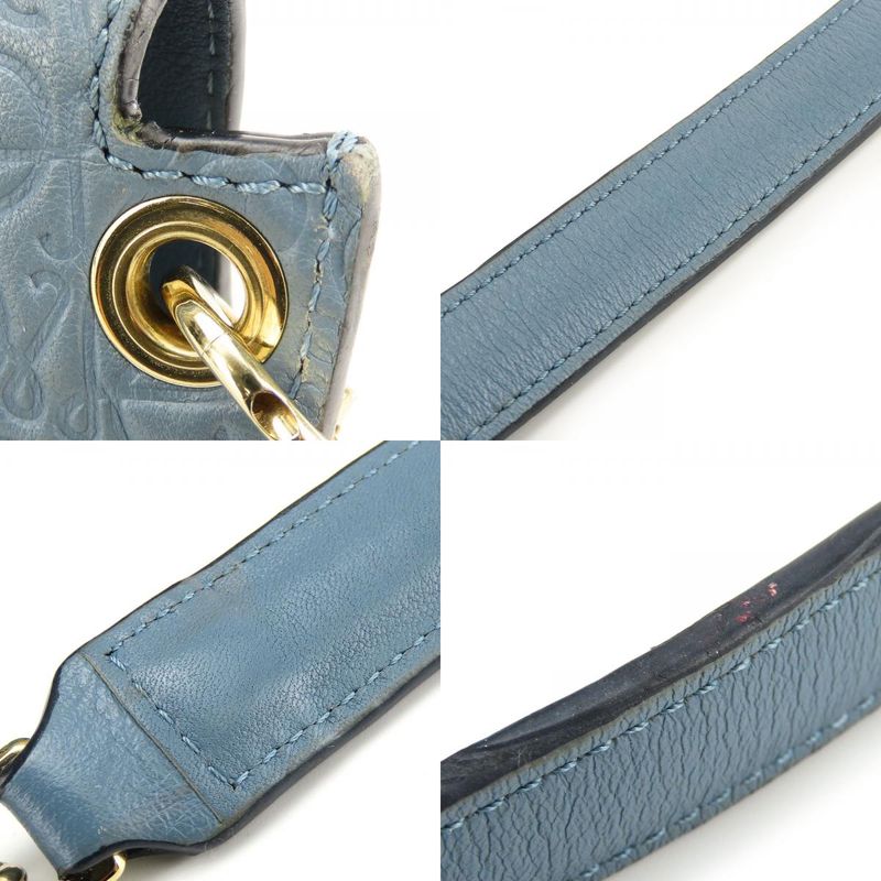 Loewe Shoulder Bag Anagram Leather Blue Gold Hardware Crossbody Chain Women