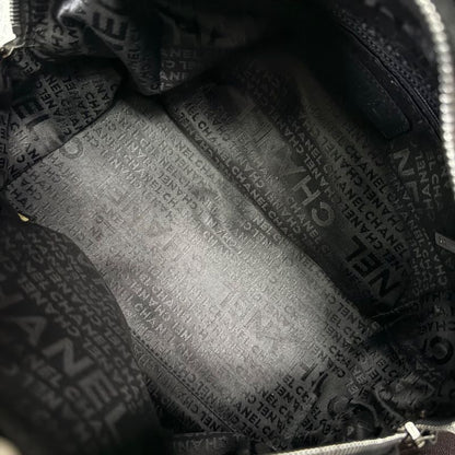 Chanel Chain Shoulder Bag Coco Mark Cotton Jersey Black Silver Hardware Deca