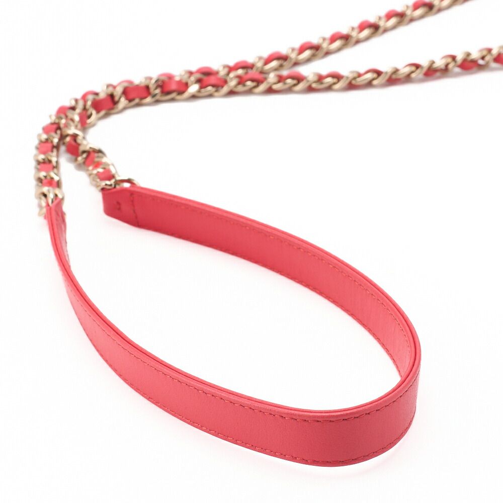 Chanel Shoulder Bag Coco Mark CC Filigree Mini Caviar Skin Red X Multicolor