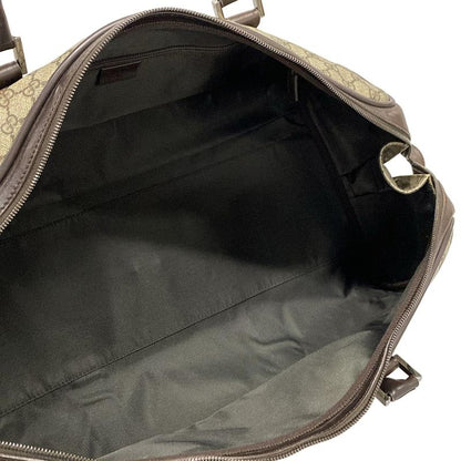 Gucci Boston Bag GG Supreme 108793 Beige X Dark Brown Leather